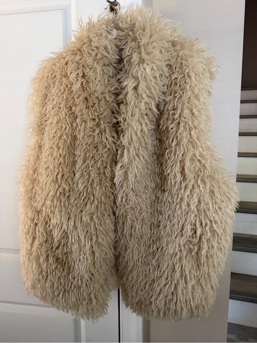 Free People Shaggy Cream Faux Fur Vest
